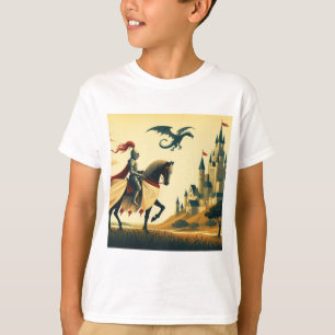 Medieval Knight/dragon/castle fantsy T-Shirt