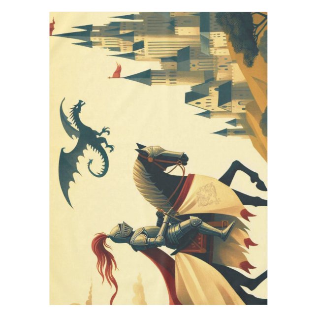 Medieval Knight/dragon/castle fantsy Tablecloth (Front)