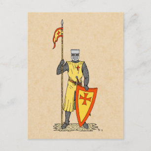 Medieval Knight Early 13th Century Postcard