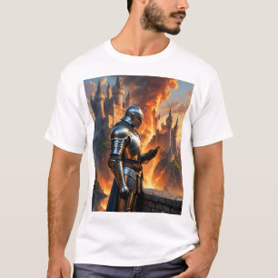 Medieval Knight Funny Castle Fire Fantasy Art Tee