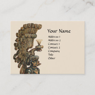 MEDIEVAL KNIGHT HELMET,EAGLE WINGS MONOGRAM  Ivory Business Card
