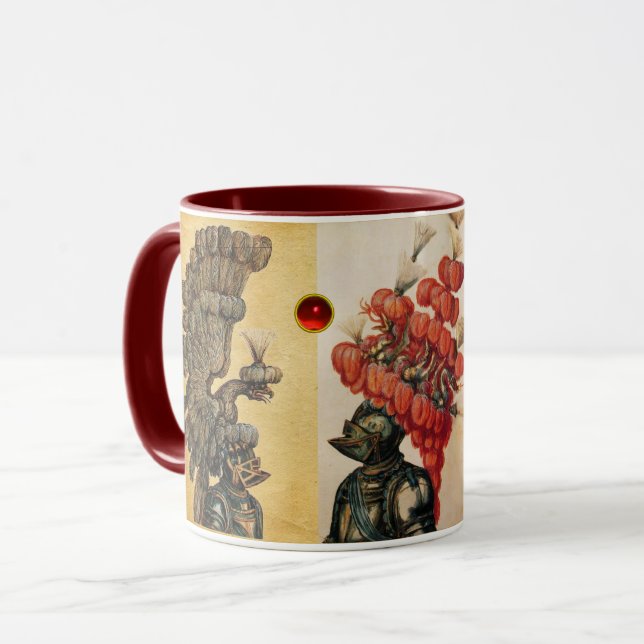 MEDIEVAL KNIGHT HELMETS,FEATHERS EAGLES DRAGONS MUG (Front Left)