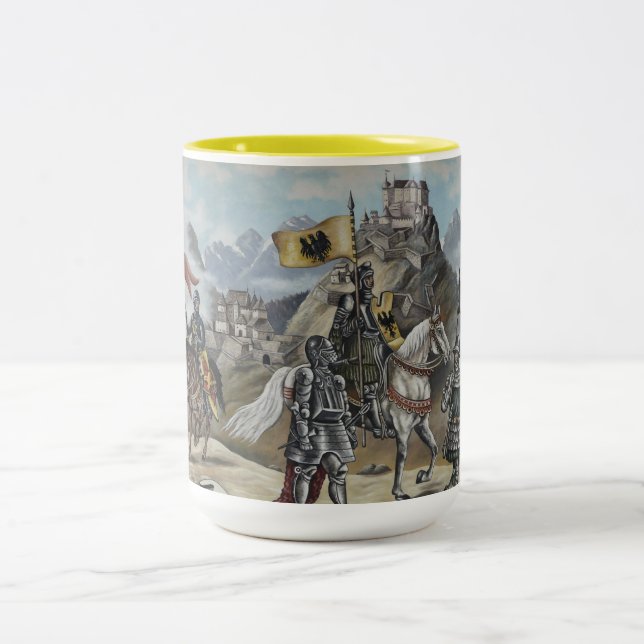 Medieval Knight Horse History Castle Party Destiny Two-Tone Coffee Mug (Center)