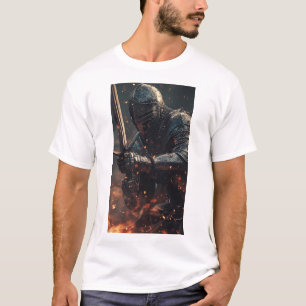 Medieval Knight in Action Fantasy Graphic T-Shirt