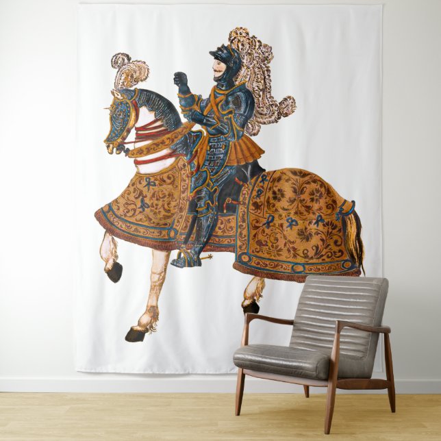 Medieval Knight in Armor on horse back Tapestry (In Situ)