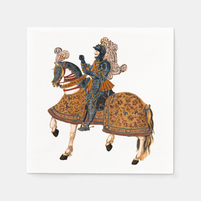 Medieval Knight in Armour on horse back Napkin (Front)