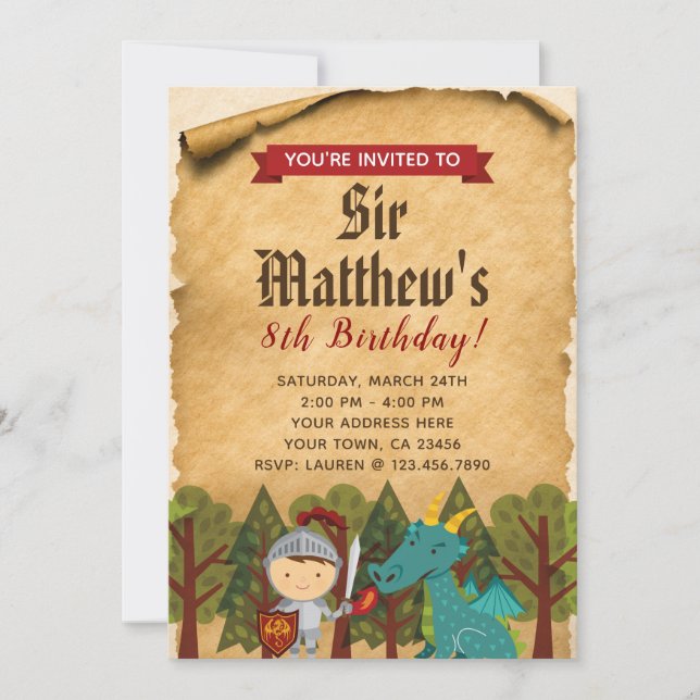 Medieval Knight Invitation (Front)