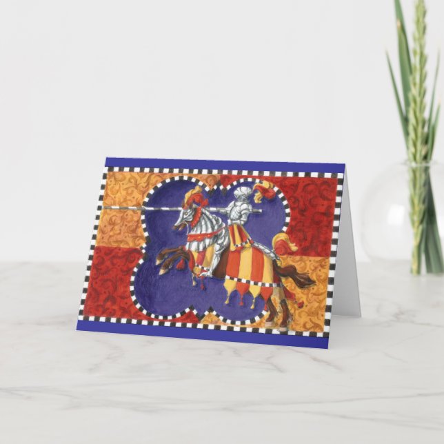 Medieval Knight Jousting Greeting Card (Front)