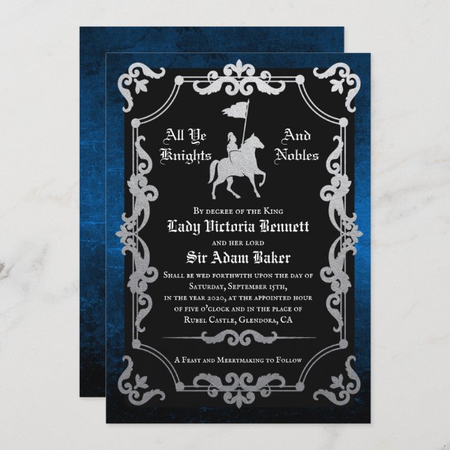Medieval Knight Jousting Wedding Invitation (Front/Back)