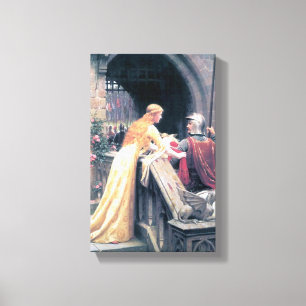 Medieval knight lady antique painting canvas print