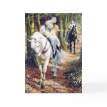 Medieval knight lady antique painting