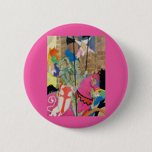 medieval knight on horseback 2 inch round button