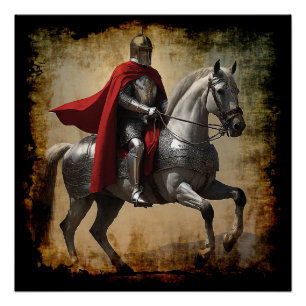 Medieval Knight on Horseback Poster