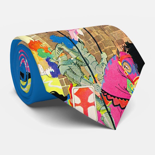medieval knight on horseback print tie (Rolled)