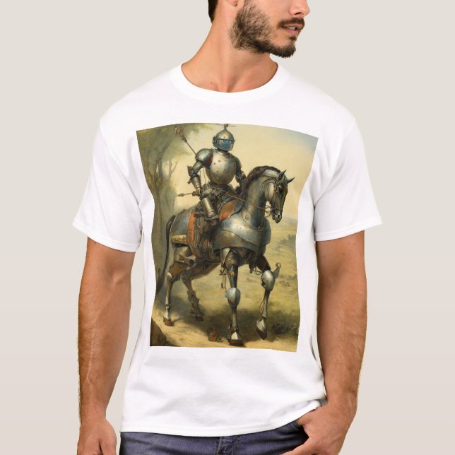 Medieval Knight on Warhorse  T-Shirt (Front)