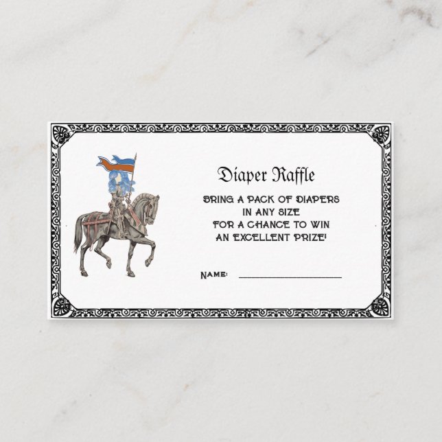 Medieval Knight Renfaire Diaper Raffle Baby Shower Enclosure Card (Front)