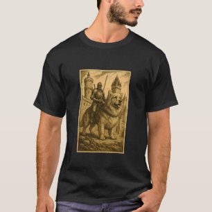 Medieval Knight Riding Golden Retriever Dog Surrea T-Shirt
