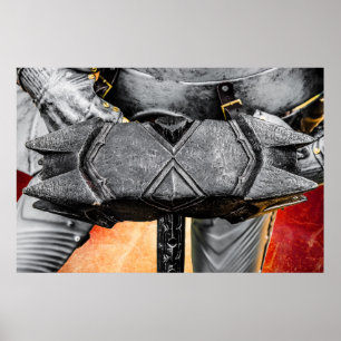 Medieval knight with a poster