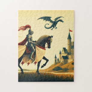 Medieval Knight/wyvern/castle fantsy Jigsaw Puzzle