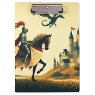 Medieval Knight & wyvern Clipboard
