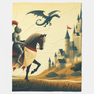 Medieval Knight & wyvern fantasy Fleece Blanket