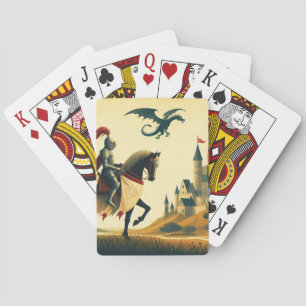 Medieval Knight & wyvern fantasy Playing Cards