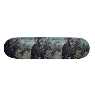 medieval knights jousting horses historic art skateboard