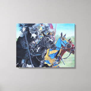 medieval knights jousting on horses historic art canvas print