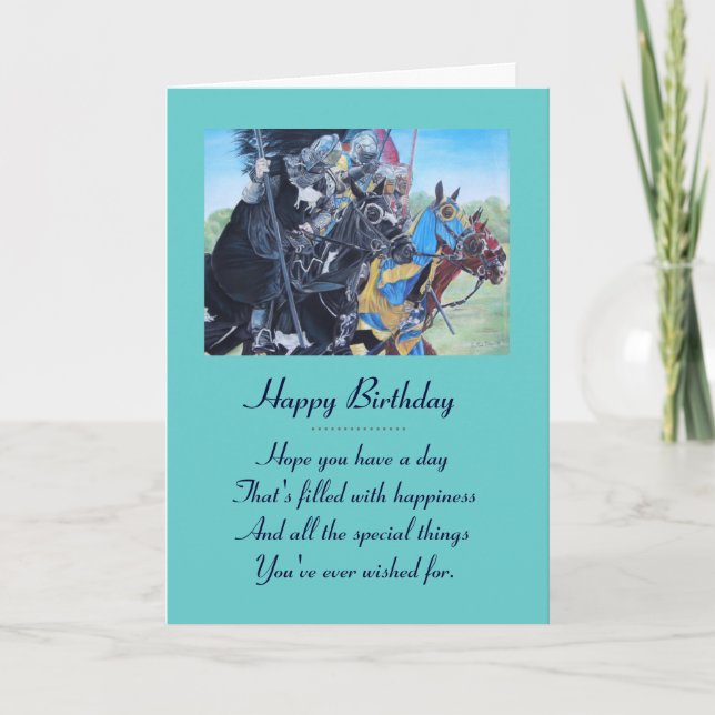 medieval knights jousting on horses historic art card (Front)