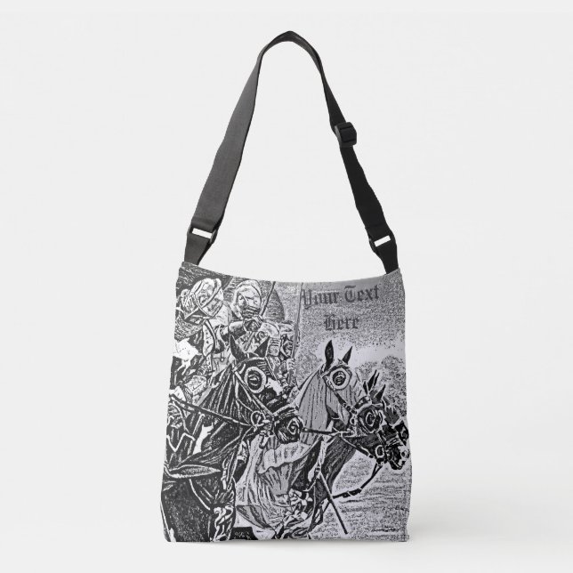 medieval knights jousting on horses historic art crossbody bag (Front)