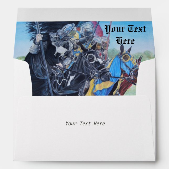 medieval knights jousting on horses historic art envelopes (Back (Bottom))