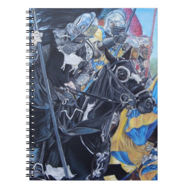 medieval knights jousting on horses historic art notebook (Front)