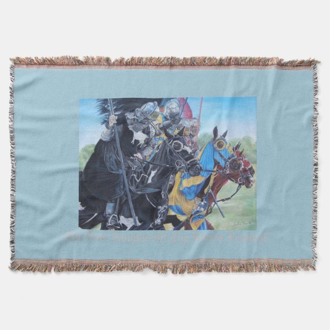 medieval knights jousting on horses historic art throw blanket (Front)