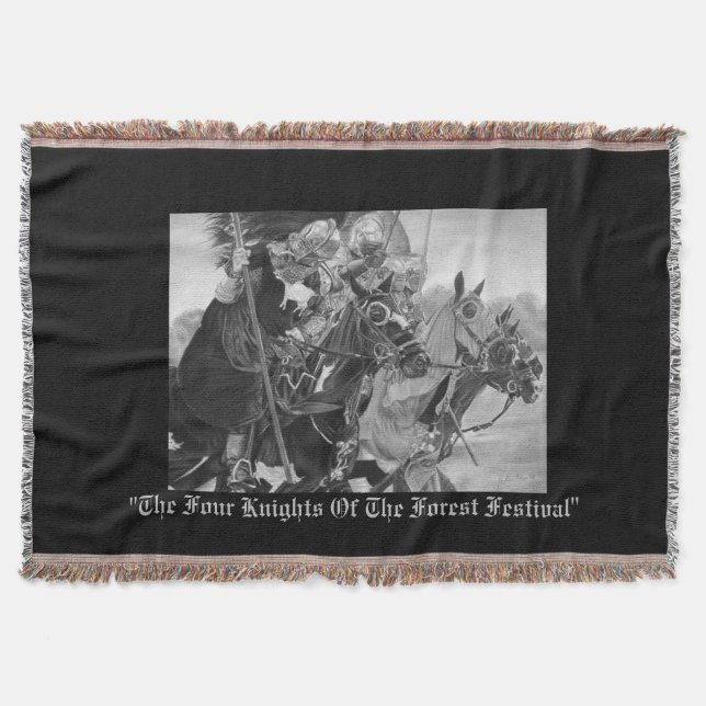 medieval knights jousting on horses historic art throw blanket (Front)