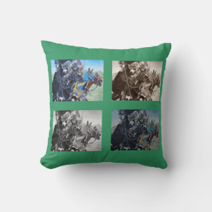 medieval knights jousting on horses historic art throw pillow