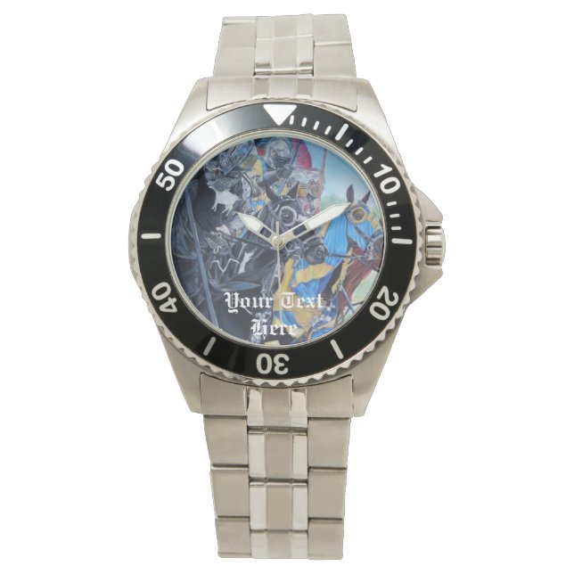 medieval knights jousting on horses historic art watch (Front)