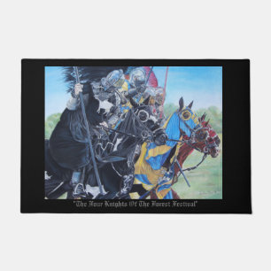 medieval knights jousting on horses historic  doormat