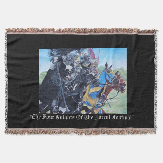 medieval knights jousting on horses historic throw blanket (Front)