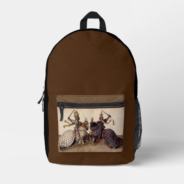 Medieval Knights Jousting Printed Backpack (Front)