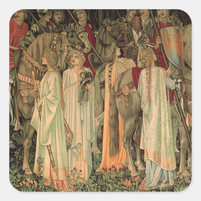 Medieval Knights of the Round Table Square Sticker (Front)