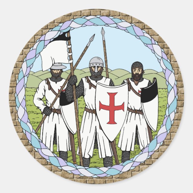 Medieval Knights Templar Classic Round Sticker (Front)