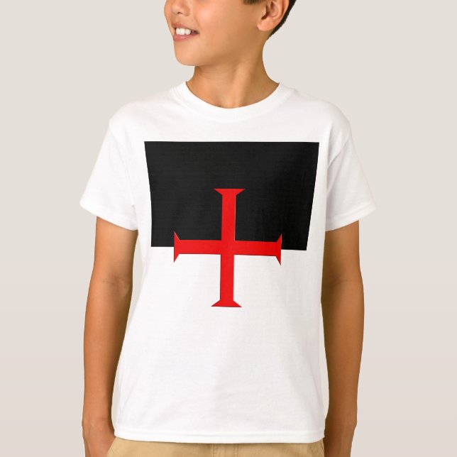 Medieval Knights Templar Cross Flag T-Shirt (Front)
