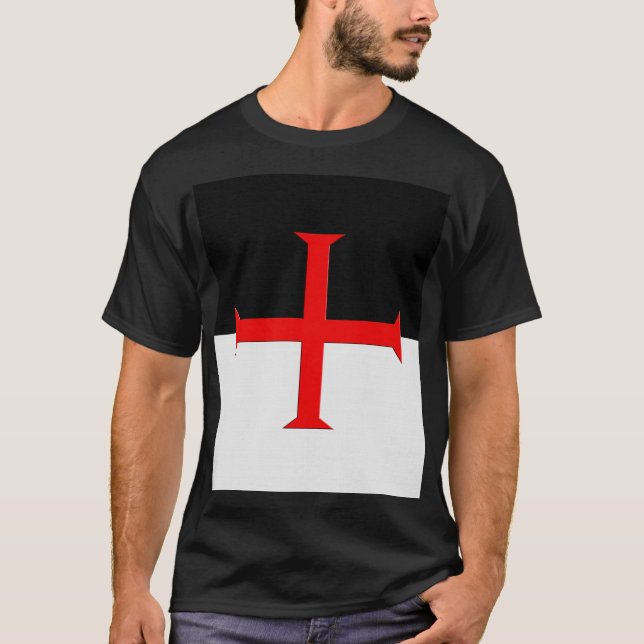 Medieval Knights Templar Cross Flag T-Shirt (Front)