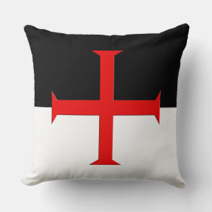 Medieval Knights Templar Cross Flag Throw Pillow