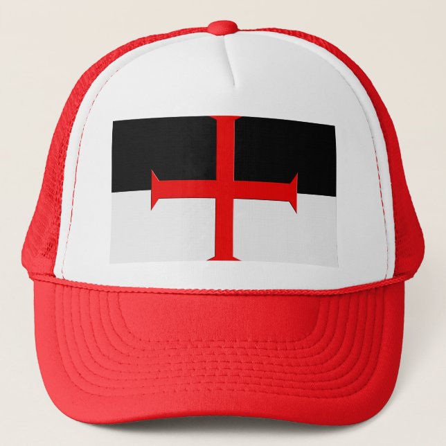 Medieval Knights Templar Cross Flag Trucker Hat (Front)