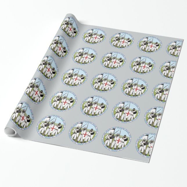 Medieval Knights Templar Wrapping Paper (Unrolled)