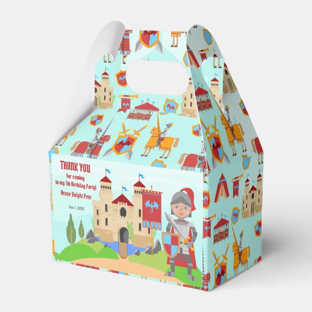 Medieval Knights Tournament Birthday Party Favor Box (Front Side)