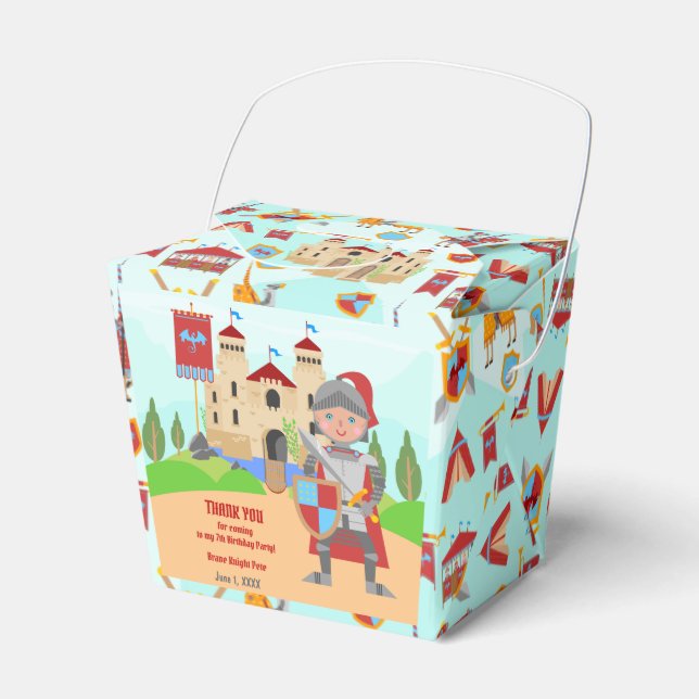 Medieval Knights Tournament Birthday Party Favor Box (Front Side)