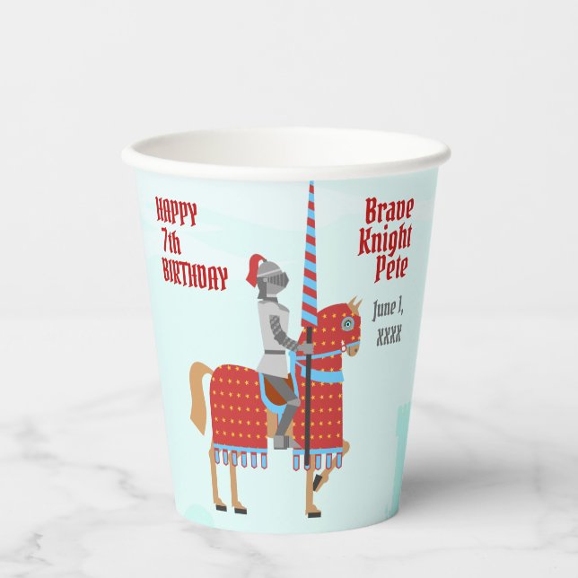 Medieval Knights Tournament Birthday Party Paper Cups (Front)