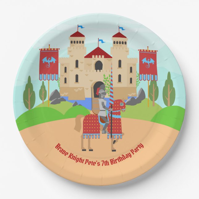 Medieval Knights Tournament Birthday Party Paper Plate (Front)